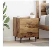 Bedside Cabinet Old Wood 40x35x47.5cm Engineered Wood 4-Drawer Mid-Century Black