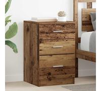 Bedside Cabinet Old Wood 40x40x63 cm Engineered Wood 3-Drawer Rustic Nightstand