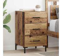 Bedside Cabinet Old Wood 40x40x66cm Engineered Wood Rustic Nightstand Drawer Eco