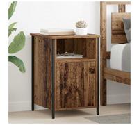 Bedside Cabinet Old Wood 40x42x60cm Engineered Wood Rustic Steel Legs 1 Shelf +