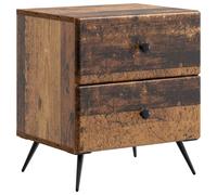 Bedside Cabinet Old Wood 43x34.5x47.5cm Engineered Wood 2 Drawer Slim Nightstand