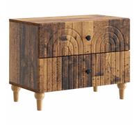 Bedside Cabinet Old Wood 62 x 34.5 x 48 cm Engineered Wood 2-Drawer Striped Edge