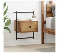 Bedside Cabinet Old Wood Engineered Wood 35x30x51cm Rustic Metal Legs Drawer XL