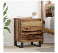 Bedside Cabinet Old wood Engineered Wood 40x35x50 cm Rustic Steel Legs 1 Drawer