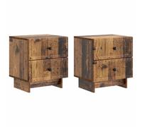 Bedside cabinet Old wood engineered wood 43x34.5x47.5cm 4-drawer pair bedside UK