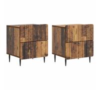 Bedside Cabinet Old Wood Engineered Wood 43x34.5x49.5cm Compact. 4 Drawers 2pcs