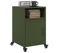 Bedside cabinet olive green cold-rolled steel 36x39x59 cm 2pc with wheels mobile