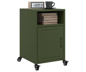 Bedside cabinet olive green cold-rolled steel 36x39x59 cm 2pc with wheels mobile