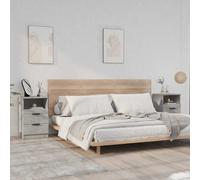 Bedside Cabinet Pair 2pcs Compact Engineered Wood Concrete Grey 40x35x65cm Slim