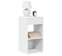 Bedside Cabinet Pair White Engineered Wood 35x34x66.5cm Compact Drawers & Shelf