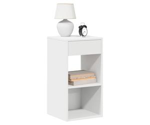 Bedside Cabinet Pair White Engineered Wood 35x34x66.5cm Compact Drawers & Shelf