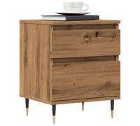 Bedside Cabinet Pair White Engineered Wood Metal Legs 40x35x50 cm Modern Drawer