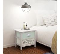 Bedside Cabinet Paulownia Wood Two-Tone 38x28x38cm French Country Nightstand UK