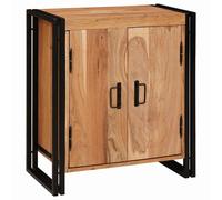 Bedside Cabinet Rustic Solid Mango Wood 66x35x76cm Natural 3-Shelf Storage Unit