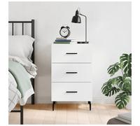 Bedside cabinet Rustic white engineered wood 40x40x66 cm with black metal legs.