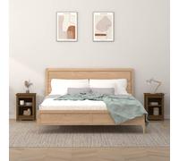 Bedside Cabinet Set 2 pcs Solid Pinewood Honey Brown 40x35x55 cm Rustic Compact