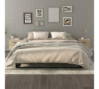 Bedside cabinet set 2pc Sonoma Oak 40x35x47.5cm Engineered Wood Metal Legs style