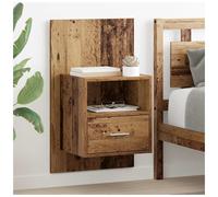 Bedside Cabinet Set 2pc Wall-Mounted Old Wood Engineered Wood Slim 50x32.5x80cm