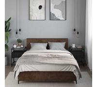 Bedside cabinet set Black 2pc Engineered Wood Steel Glass 40x40x55cm Modern Chic