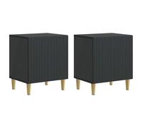 Bedside Cabinet Set Black Engineered Wood 43x34.5x50cm Vintage Modern Pair Sleek