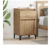 Bedside Cabinet Set of 2 Artisan Oak 40x35x39cm Engineered Wood Black Legs 1drw