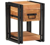 Bedside Cabinet Set of 2 Brown Solid Mango Wood Iron 35x40x50cm 1 Drawer 1 Shelf