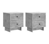 Bedside Cabinet Set of 2 Concrete Grey Engineered Wood 43x34.5x47.5cm 4-Drawer