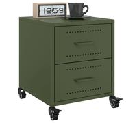 Bedside Cabinet Set of 2 Olive Green Cold Rolled Steel 36x39x43.5 cm 2-Drawer HD