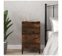 Bedside Cabinet Set of 2 Smoked Oak Engineered Wood 40x35x70cm Black Legs Rustic