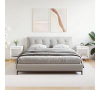 Bedside Cabinet Set of 2 White 40x35x50cm Engineered Wood Modern Metal Legs Pair