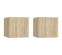 Bedside cabinet set Sonoma oak 30.5x30x30 cm engineered wood wall-mounted pair