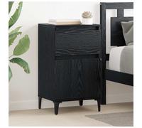 Bedside Cabinet Set2 Black Oak 40x35x39cm Engineered Wood One Drawer Industrial