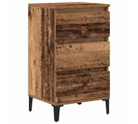 Bedside Cabinet Old wood 45x35x44cm Engineered wood 1 Drawer Steel legs Compact