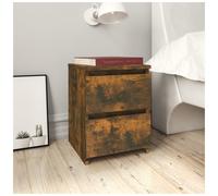 Bedside cabinet Smoked Oak 30x30x40cm Engineered Wood 2 Drawer Nightstand Mini