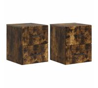 Bedside Cabinet Smoked Oak 34.5x33x40cm Engineered Wood Wall-Mount 2pcs Compact
