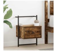 Bedside Cabinet Smoked Oak 35x30x51 cm Engineered Wood Rustic Drawer Metal Legs