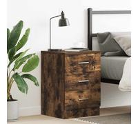 Bedside Cabinet Smoked Oak 38x35x56cm 3-Drawer Engineered Wood Nightstand Small