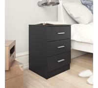 Bedside Cabinet Smoked Oak 38x35x56cm Engineered Wood 3 Drawer Nightstand Slim