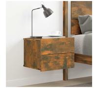 Bedside Cabinet Smoked Oak 40x30x30cm Engineered Wood 2-Drawers Compact Storage.