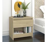 Bedside cabinet Smoked Oak 40x30x39 cm Engineered Wood Nightstand Drawer Compact