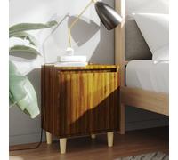 Bedside Cabinet Smoked Oak 40x30x50 cm Engineered Wood Eucalyptus Legs, Set of 2