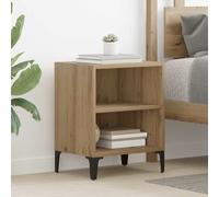 Bedside Cabinet Smoked Oak 40x30x50cm Engineered Wood Metal Legs Nightstand Mini