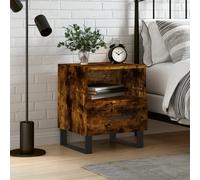Bedside Cabinet Smoked Oak 40x35x47.5 cm Engineered Wood Drawer Shelf Metal Legs