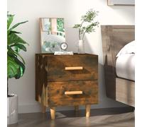 Bedside Cabinet Smoked Oak 40x35x47.5cm Engineered Wood & Eucalyptus 2-Drawer UK