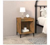 Bedside Cabinet Smoked Oak 40x35x50 cm Engineered Wood & Metal White Modern Slim