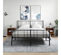 Bedside Cabinet Smoked Oak 40x35x50cm Engineered Wood Metal Legs Drawer 2pc Set