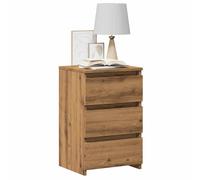 Bedside Cabinet Smoked Oak 40x35x62.5cm Engineered Wood 3 Drawer Slim Nightstand