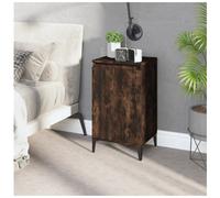 Bedside cabinet Smoked Oak 40x35x70 cm Engineered Wood Metal Legs 2-compartment