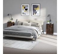 Bedside Cabinet Smoked Oak 40x35x70 cm Engineered Wood Metal Legs 2pc Compact