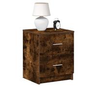 Bedside Cabinet Smoked Oak 40x36x50cm Engineered Wood 2 Drawers Modern Slim